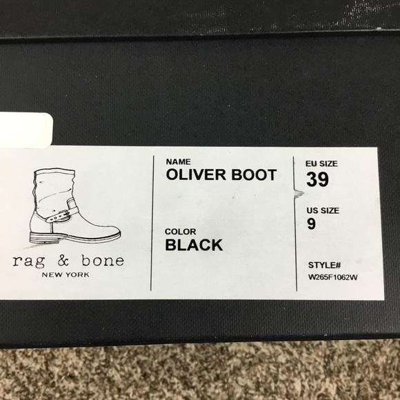 Rag & Bone Black Oliver Elk Leather Moto Boots - Picture 6 of 7